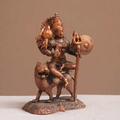 Pure Copper Mahisasur Mardini Durga Idol | Fine Craft | 12 CM Craftsview