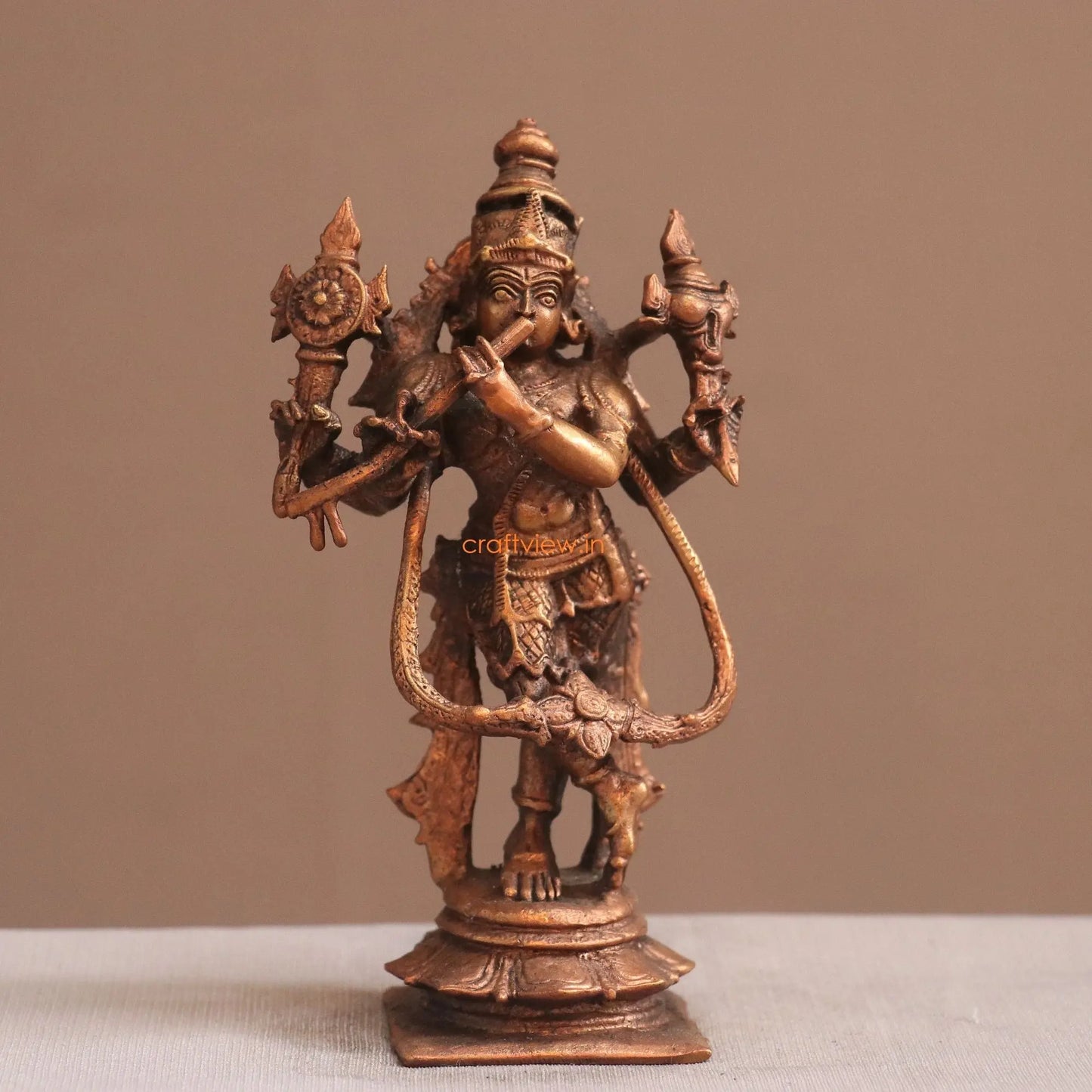 Pure Copper Krishna Idol | Fine Craft | 14 CM Craftsview