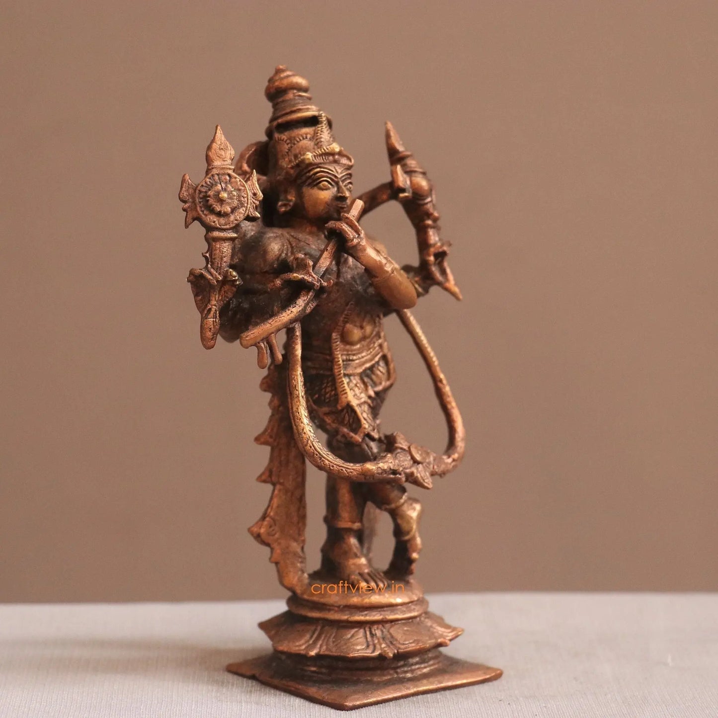 Pure Copper Krishna Idol | Fine Craft | 14 CM Craftsview