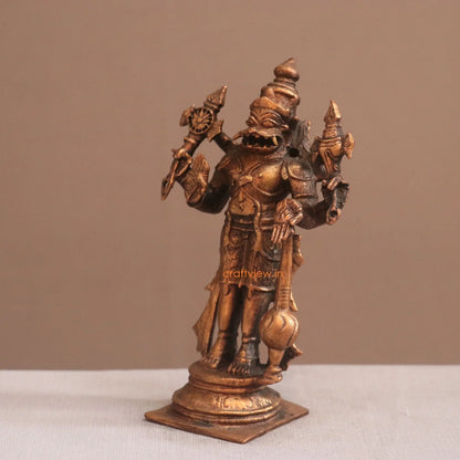 Pure Copper Narsimha Idol | Fine Craft | 14 CM Craftsview