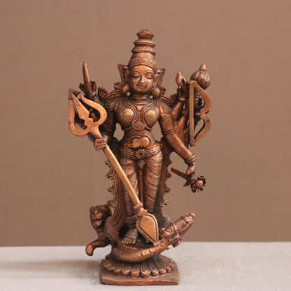 Pure Copper Mahisasur Mardini Durga Idol | Fine Craft | 15 CM Craftsview