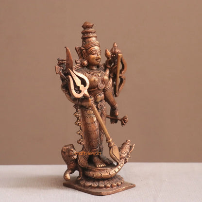 Pure Copper Mahisasur Mardini Durga Idol | Fine Craft | 15 CM Craftsview