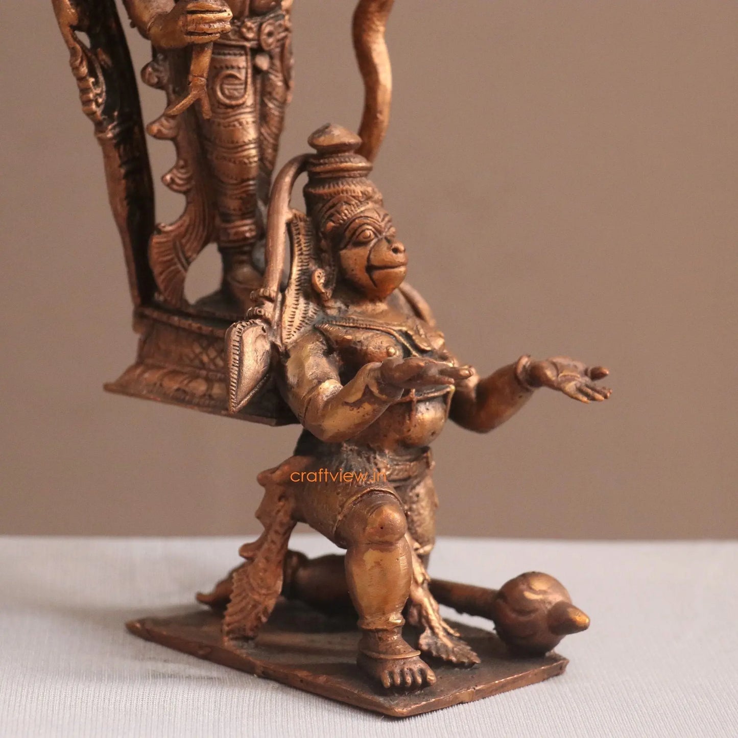 Pure Copper Lord Rama With Hanuman Idol | Fine Craft | 21 CM - Craftview