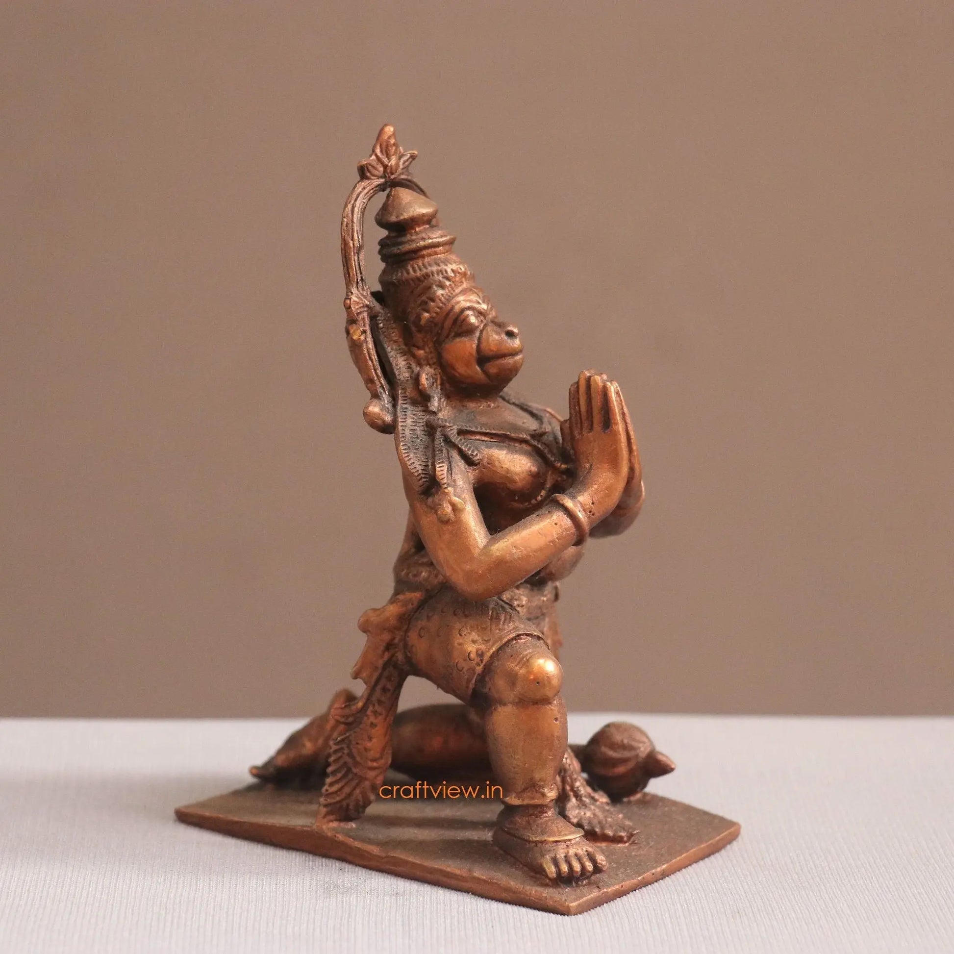 Pure Copper Hanuman Idol | Fine Craft | 12 CM - Craftview