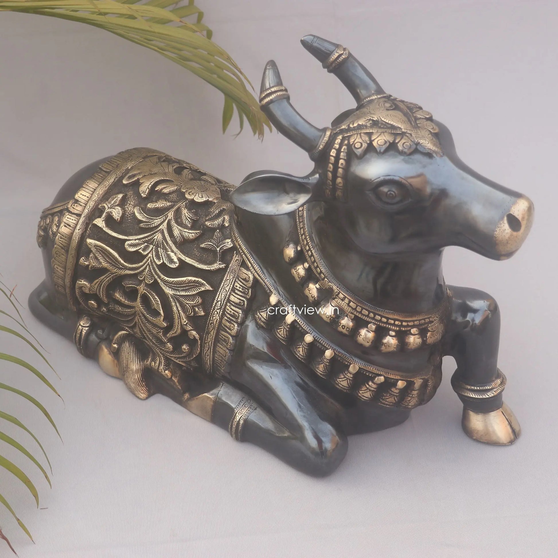 Brass Meditative Shiva Nandi Statue Sacred Bull Nandi - Craftview