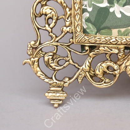 Vintage Brass Photo Frame Scroll Memories