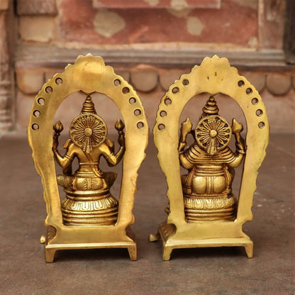 Brass Ganesha Lakshmi Statue 8.5" craftsview