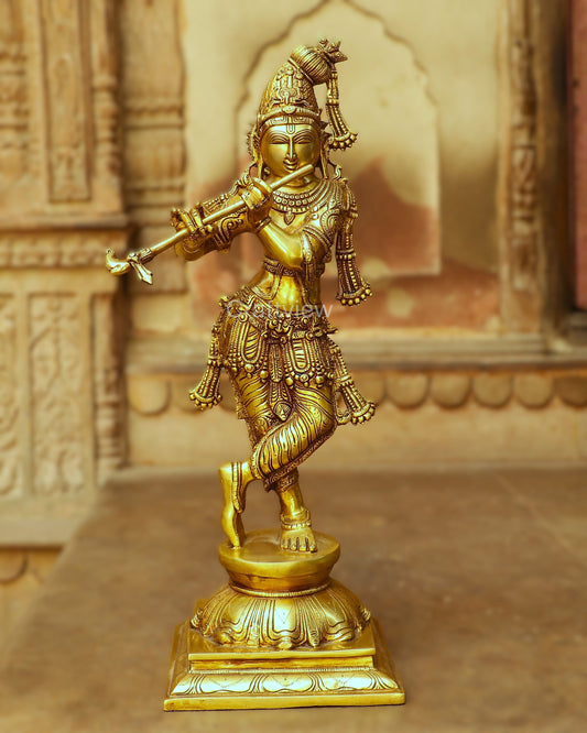 Artistic Brass Krishna Idol 23"