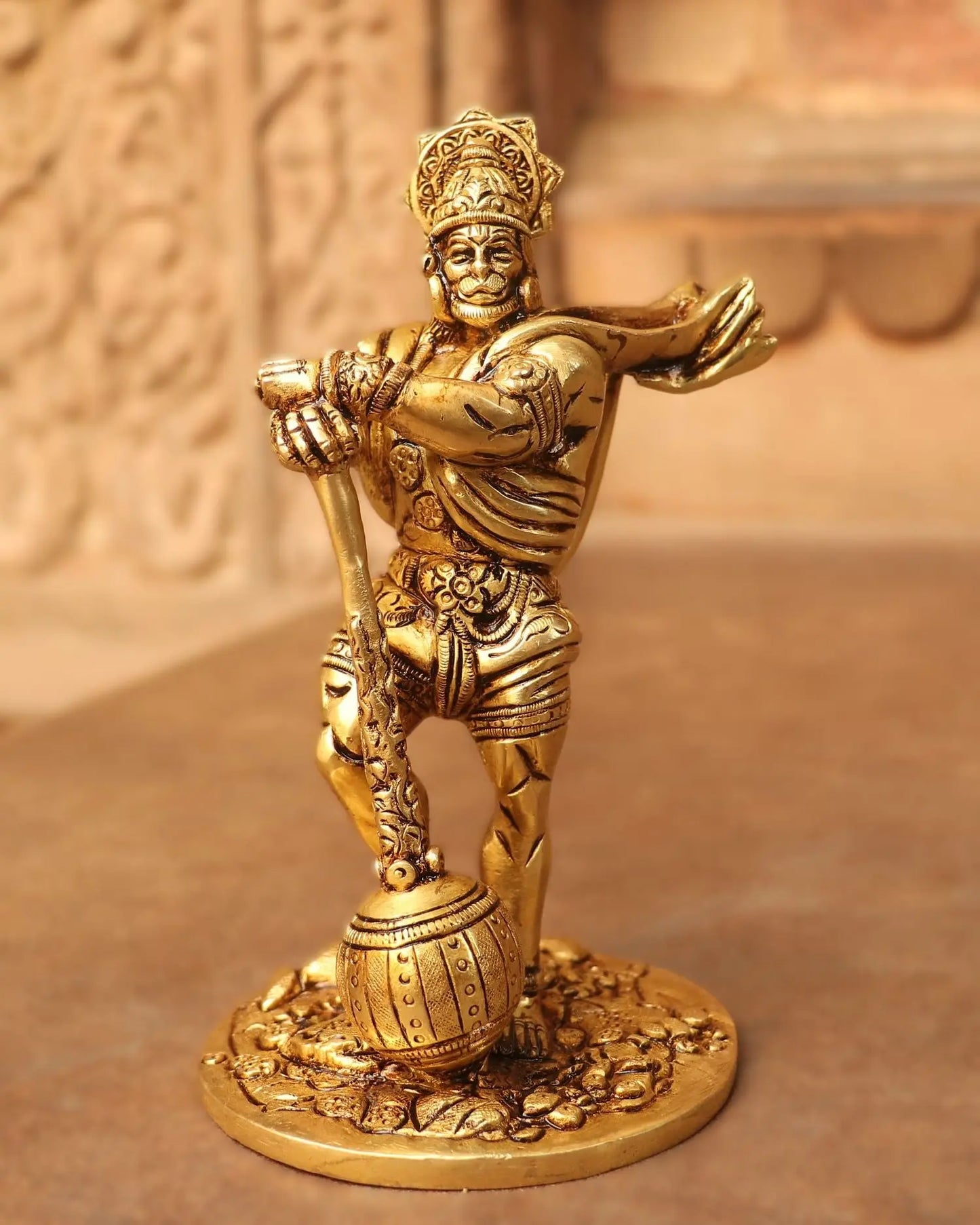 7" Brass Standing Hanuman Statue - Craftview