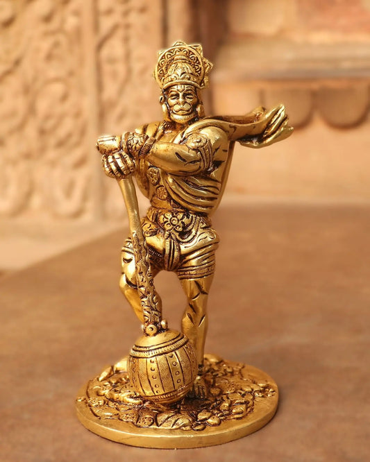 7" Brass Standing Hanuman Statue - Craftview