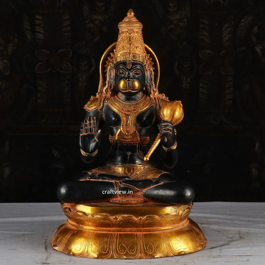 Brass Lord Hanuman is Sitting with is “Gada”16" craftsview