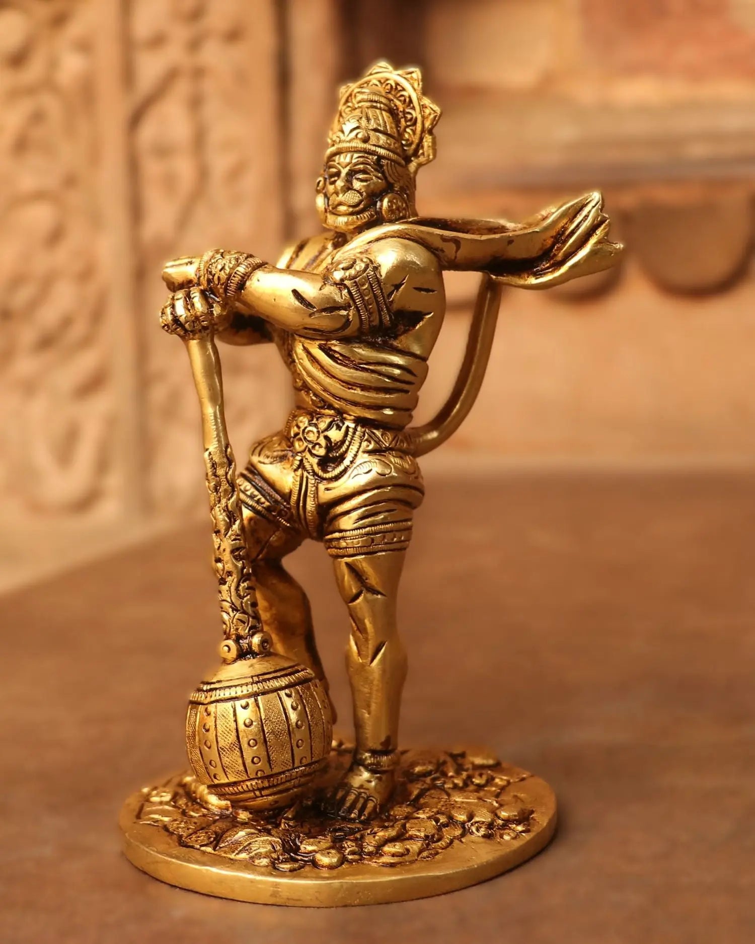 7" Brass Standing Hanuman Statue - Craftview