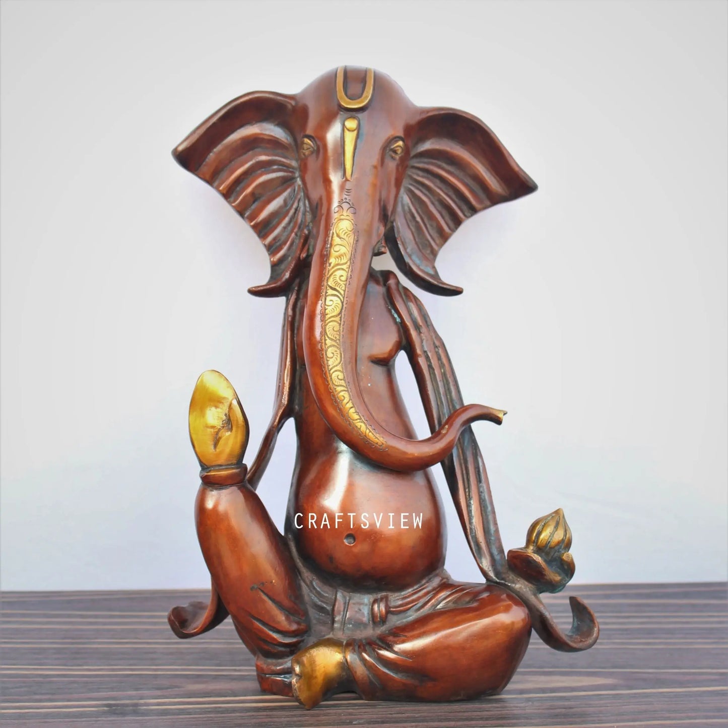 Brass Ganesh Statue Gold Butter Finished craftsview