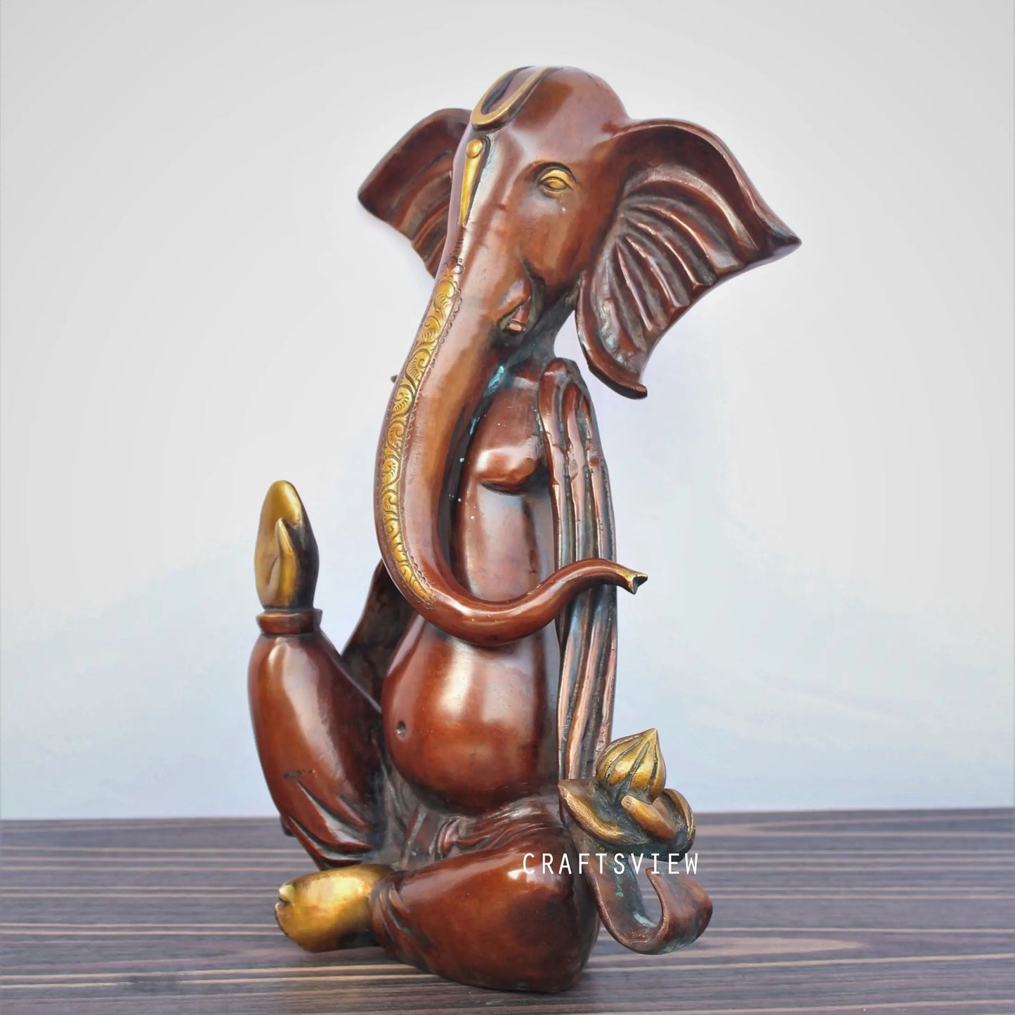 Brass Ganesh Statue Gold Butter Finished craftsview