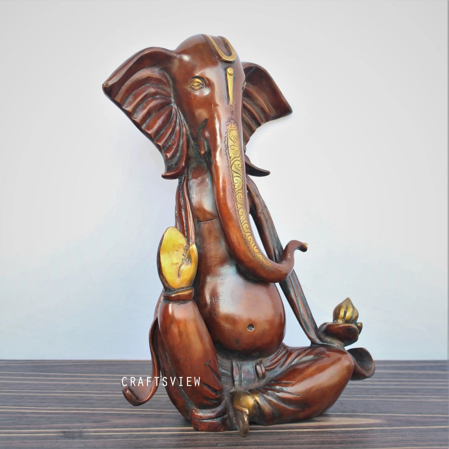 Brass Ganesh Statue Gold Butter Finished craftsview