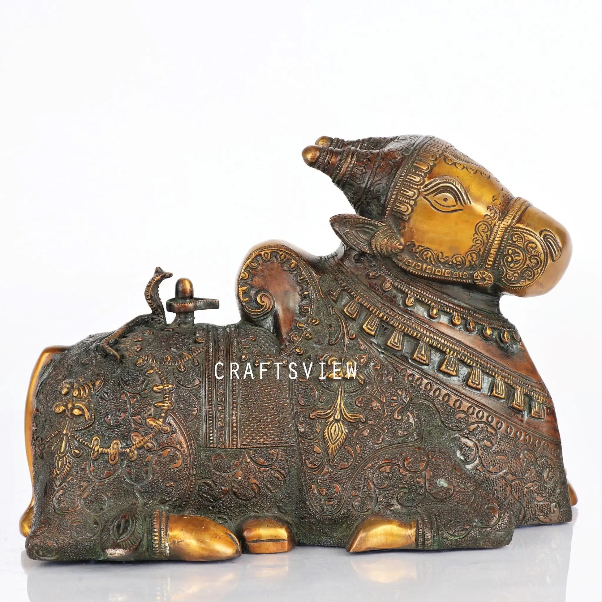 Brass Nandi meditative Statue 8" craftsview