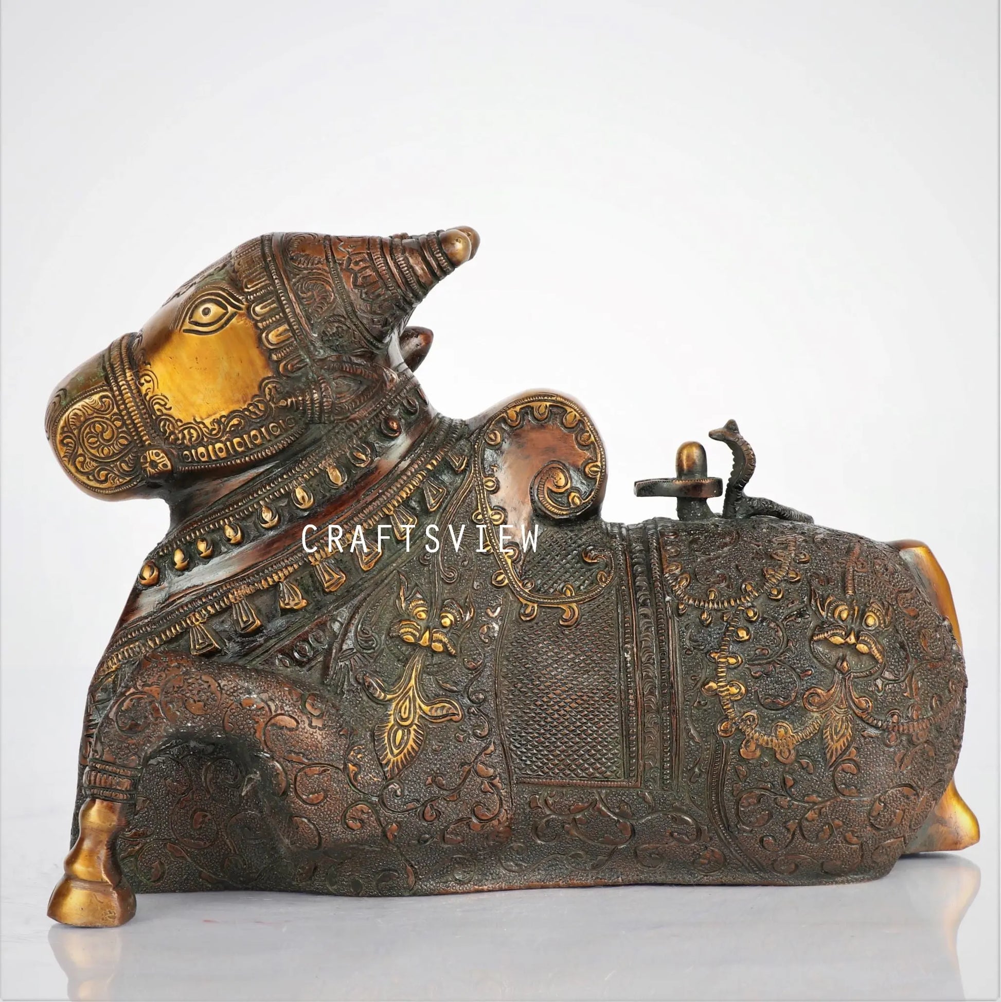 Brass Nandi meditative Statue 8" craftsview