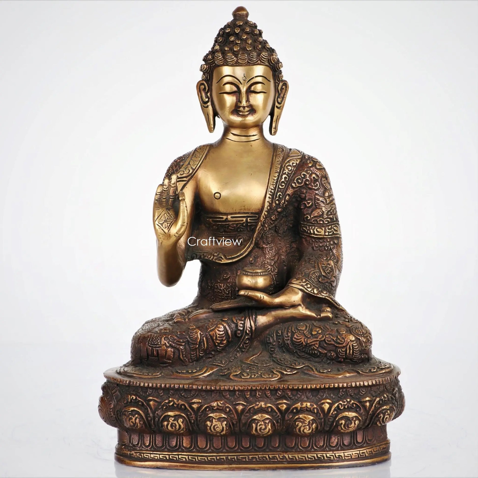 Brass Buddha Meditating Sculpture 12" craftsview