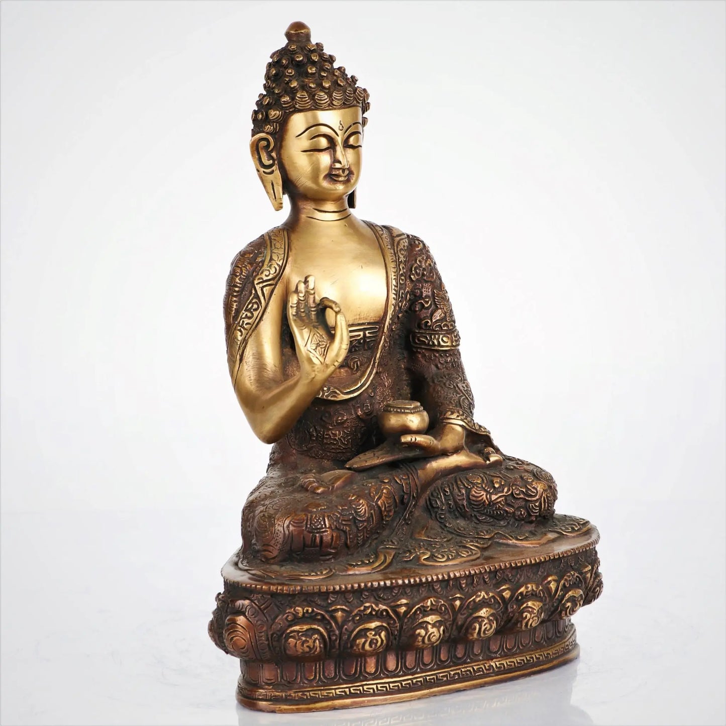 Brass Buddha Meditating Sculpture 12" craftsview