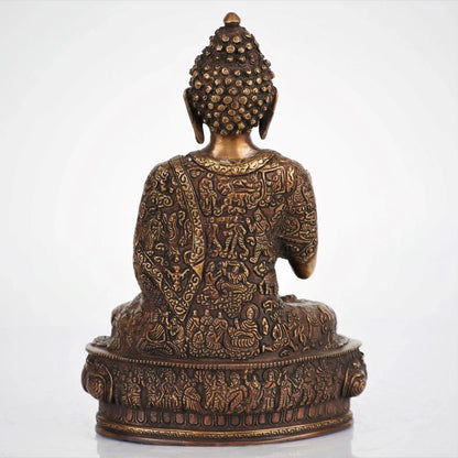 Brass Buddha Meditating Sculpture 12" craftsview