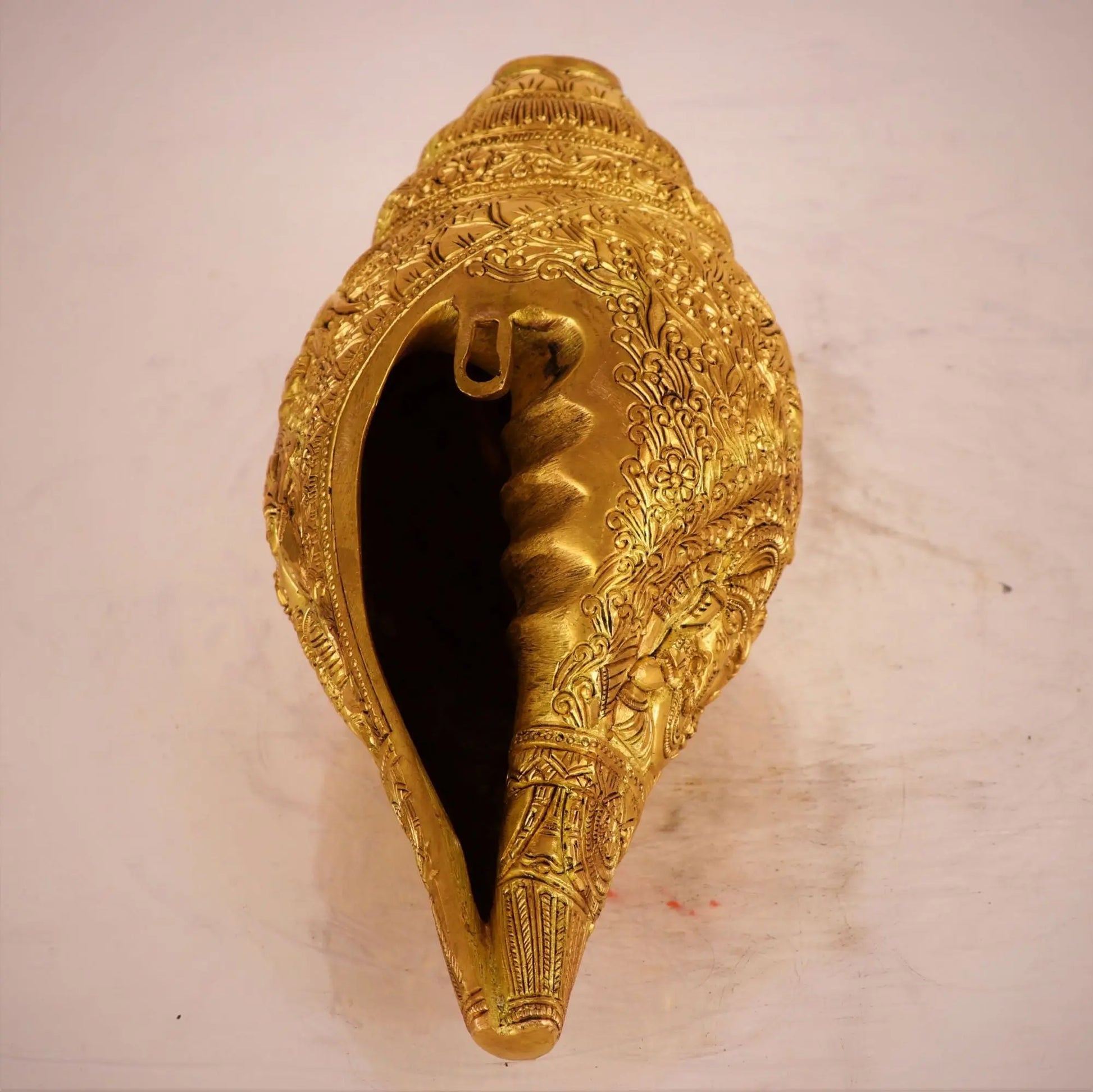 Brass Durga Story Carving on Brass Conch Wall Hanging Craftsview