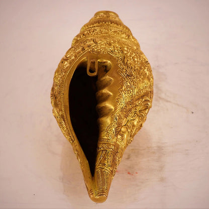 Brass Durga Story Carving on Brass Conch Wall Hanging Craftsview