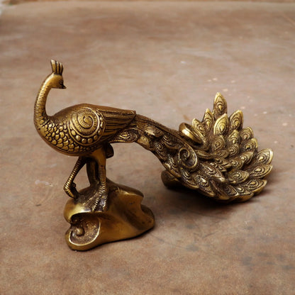 Vintage Brass Décor Peacock Figurine 7" craftsview