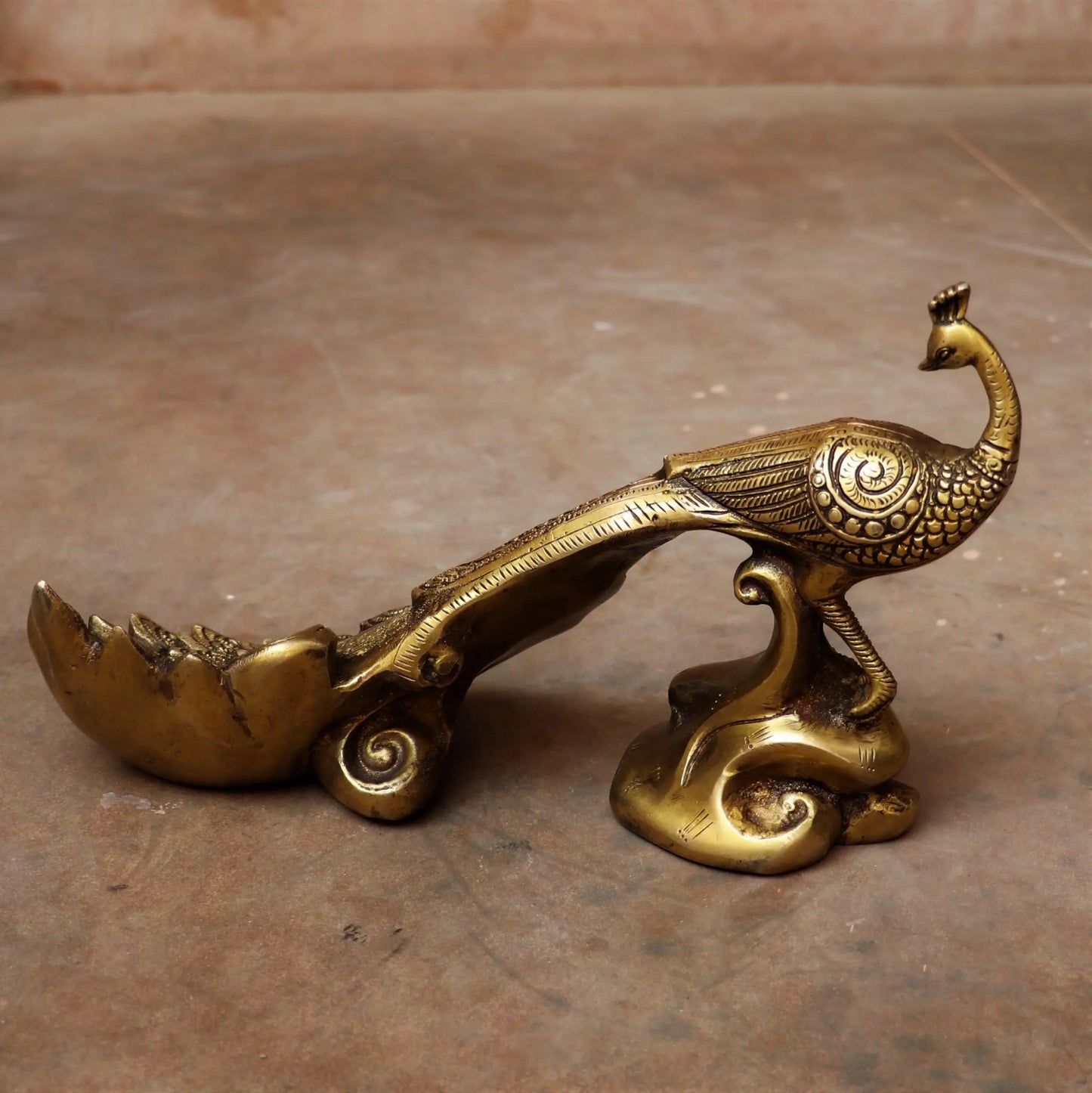 Vintage Brass Décor Peacock Figurine 7" craftsview