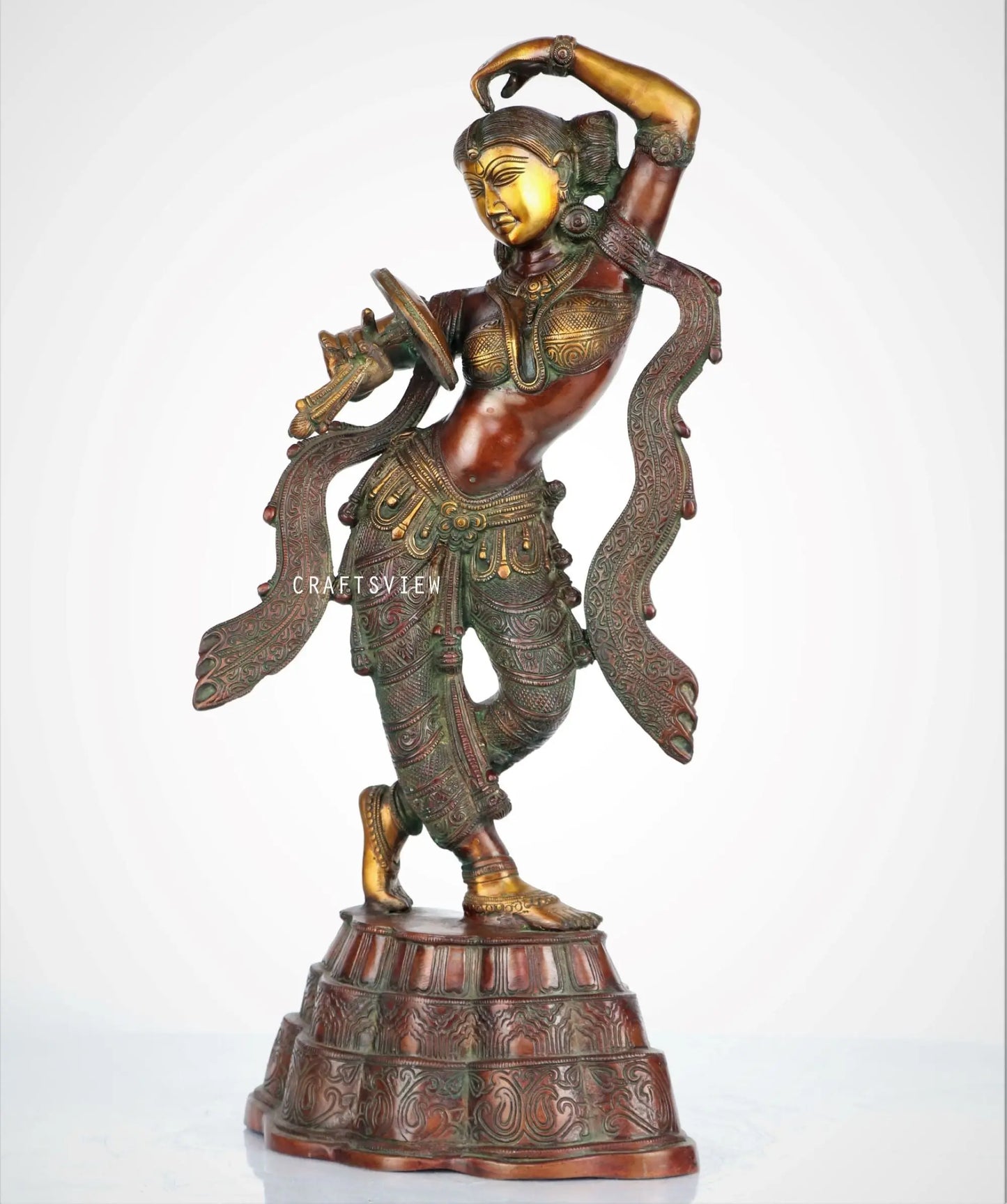 Brass Apsara Statue with Mirror Decorative craftsview