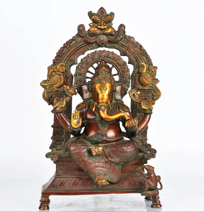 Brass Ganesh Statue Sitting On Singhansan craftsview