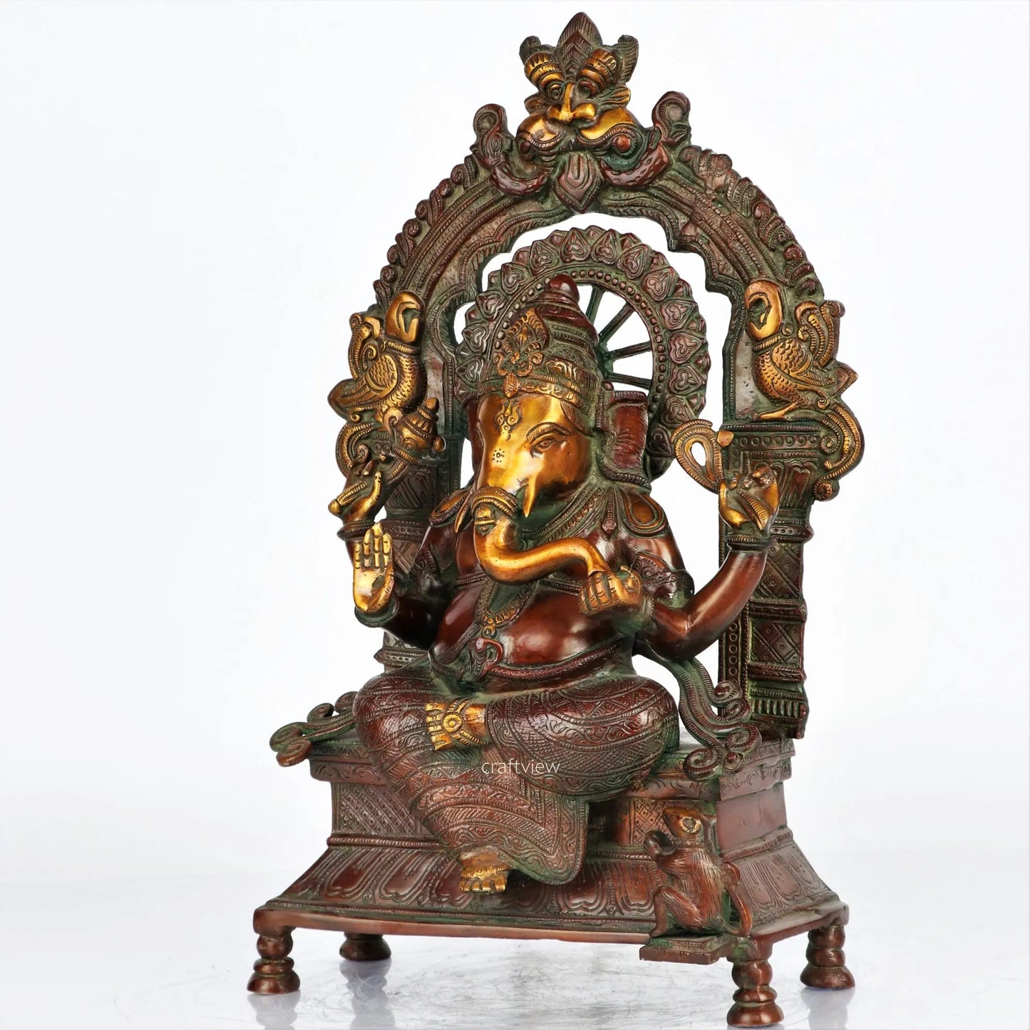 Brass Ganesh Statue Sitting On Singhansan craftsview