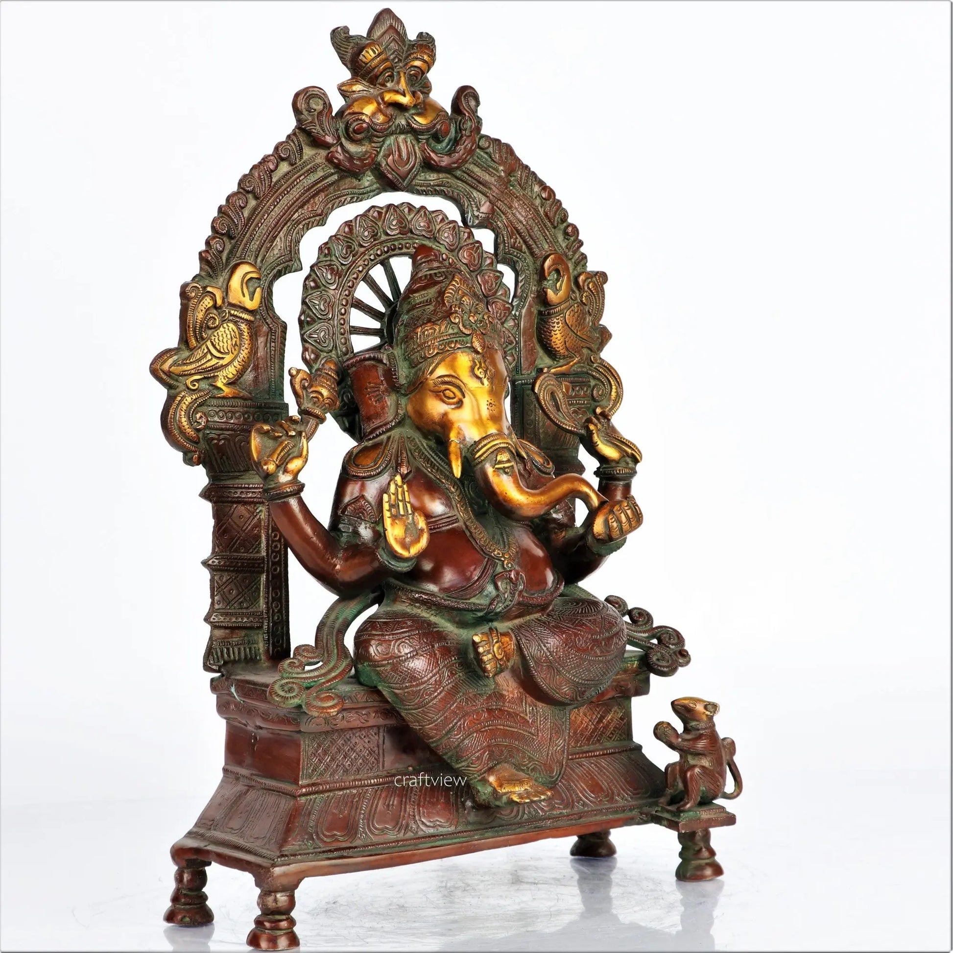 Brass Ganesh Statue Sitting On Singhansan craftsview