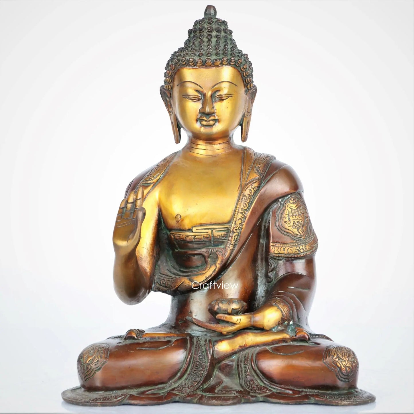 Brass Buddha Statue 13" Craftsview