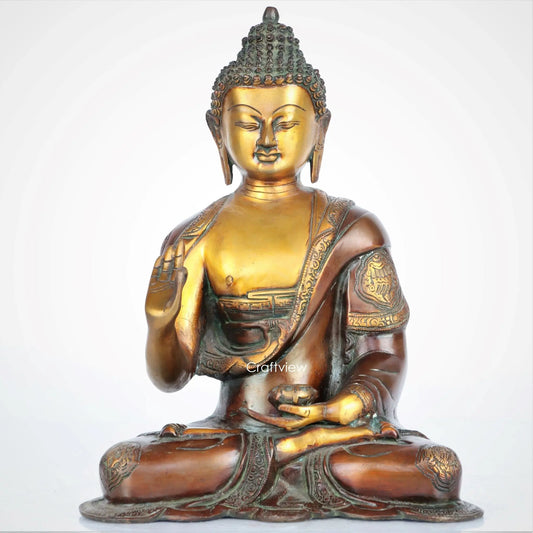 Brass Buddha Statue 13" Craftsview