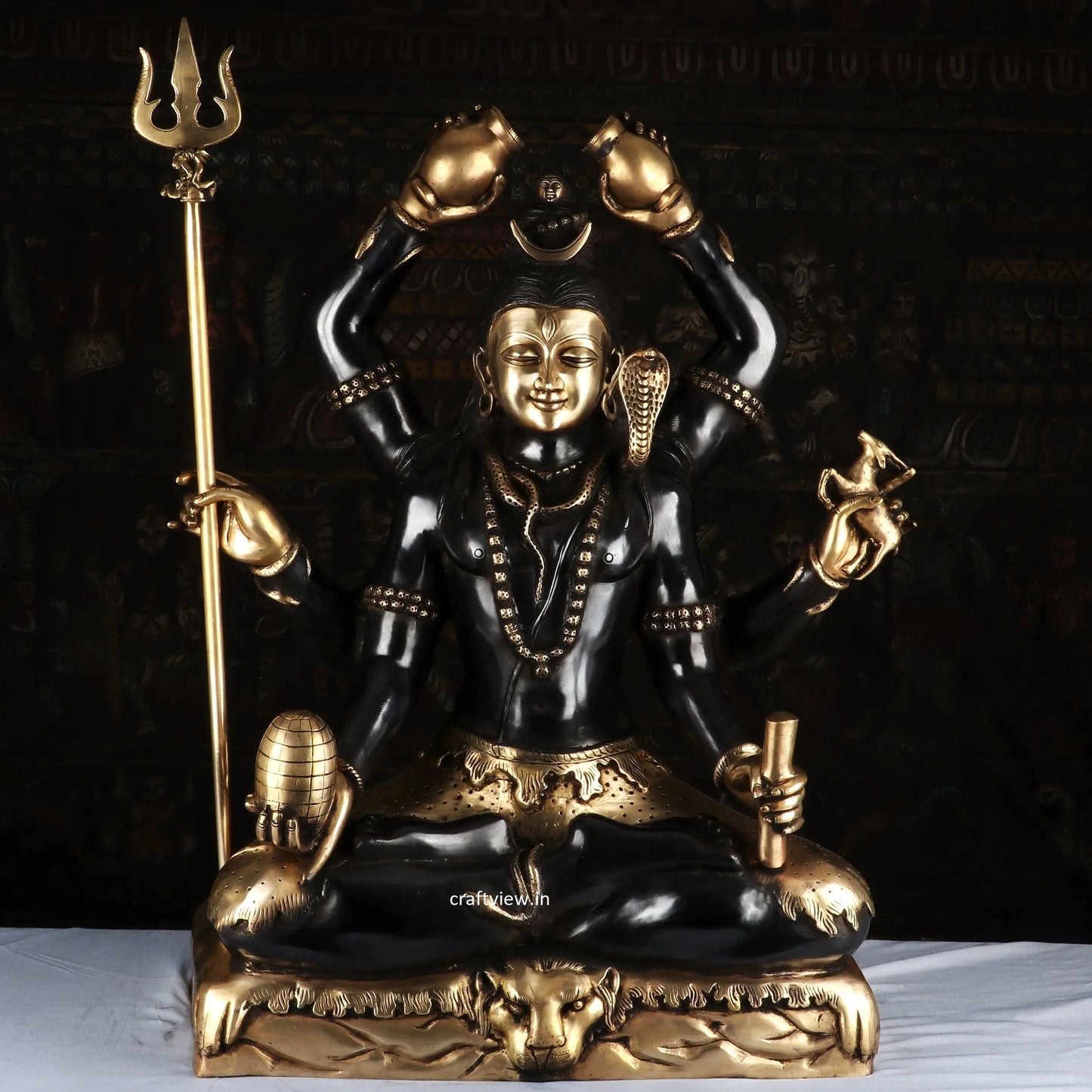 Lord Shiva Sculpture 6 Hand Super Fine Handwork 30" craftsview