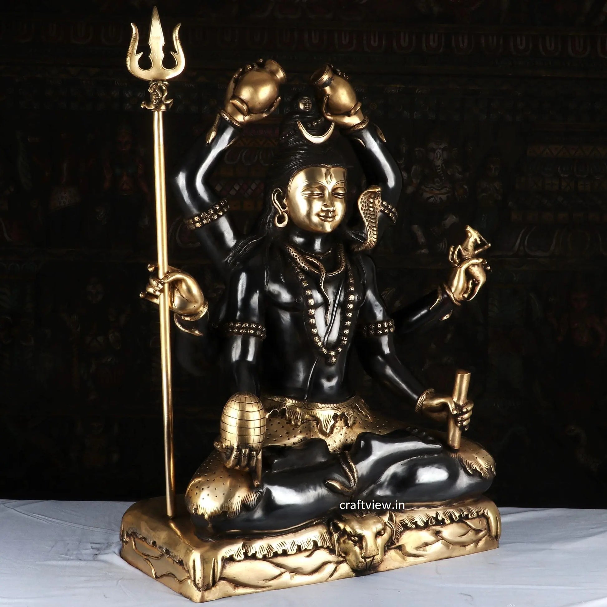 Lord Shiva Sculpture 6 Hand Super Fine Handwork 30" craftsview