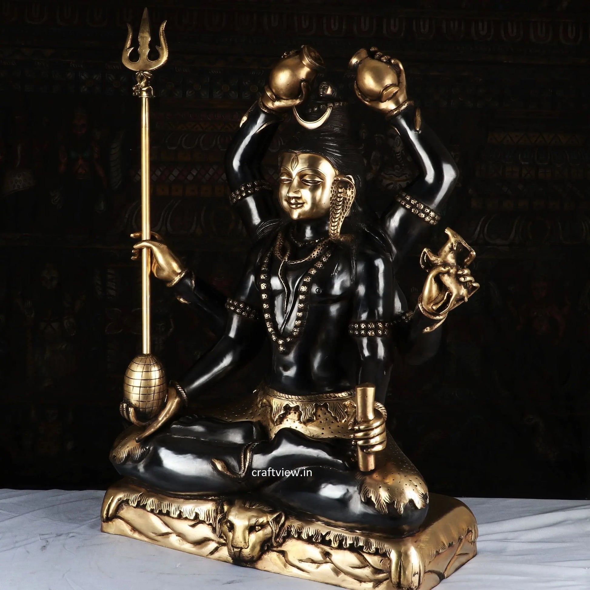 Lord Shiva Sculpture 6 Hand Super Fine Handwork 30" craftsview