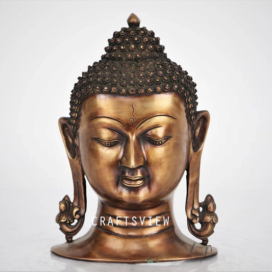 Brass Buddha Face Mask Wall Hanging craftsview