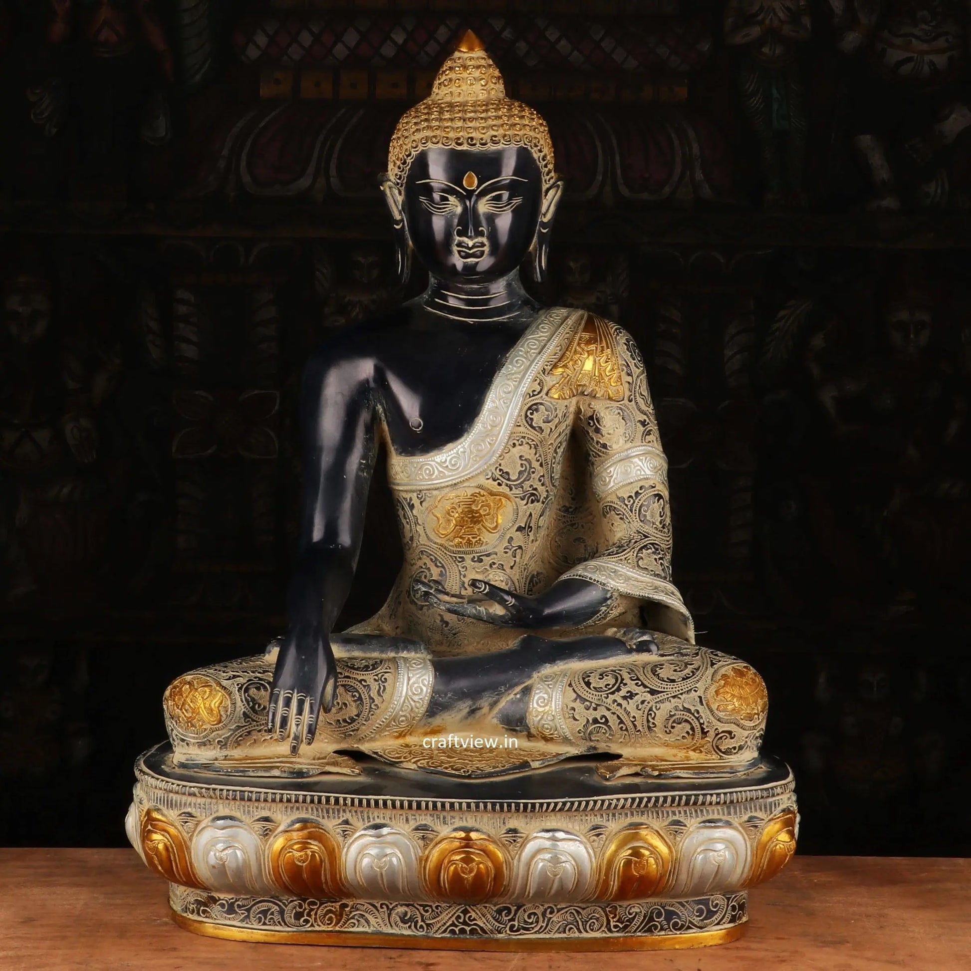 Lord Buddha Sculpture 22" Super fine Vintage Finished craftsview