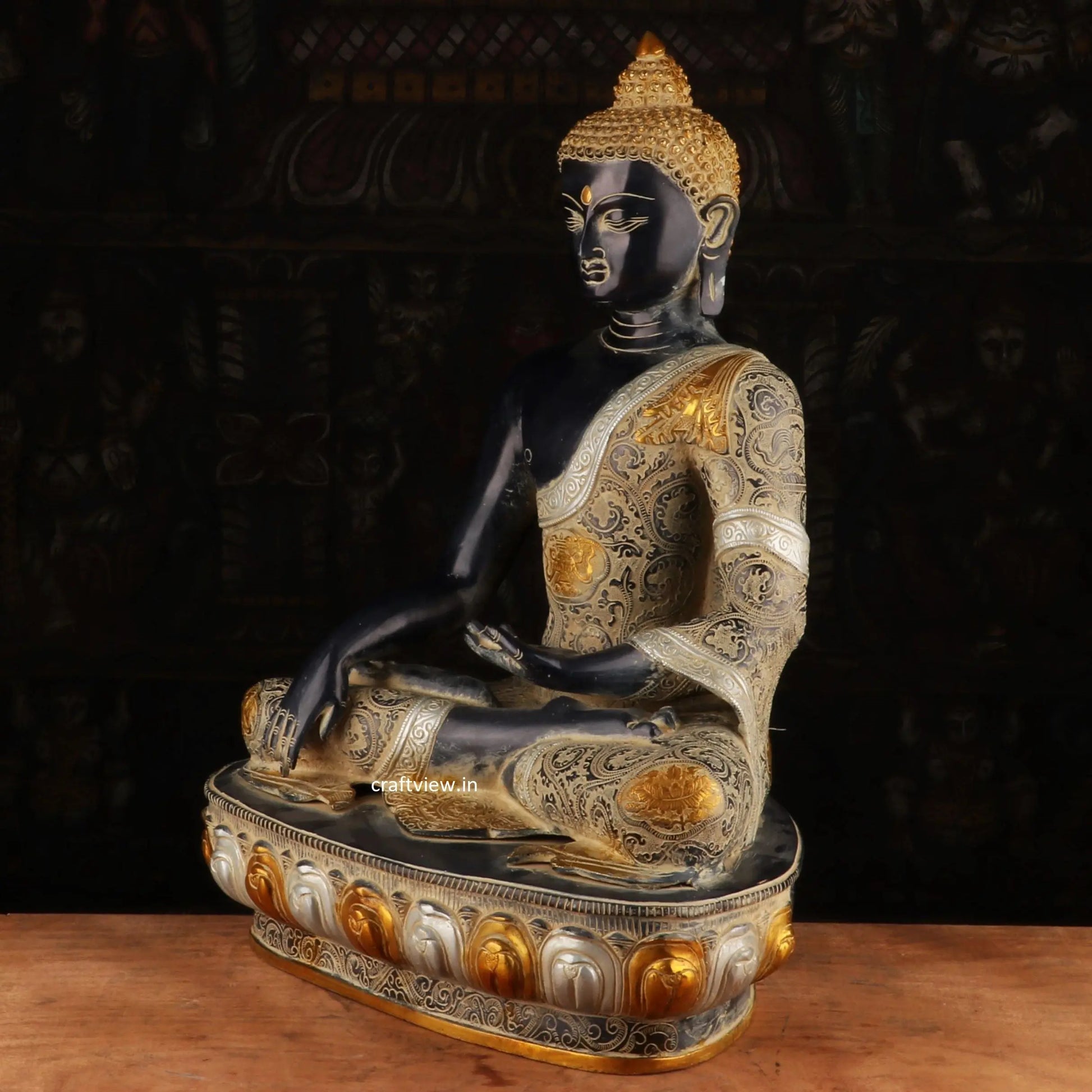 Lord Buddha Sculpture 22" Super fine Vintage Finished craftsview