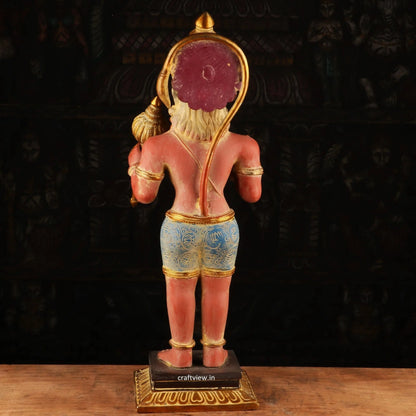 Standing Lord Hanuman Brass Statue in Blessing Colorful Finished craftsview