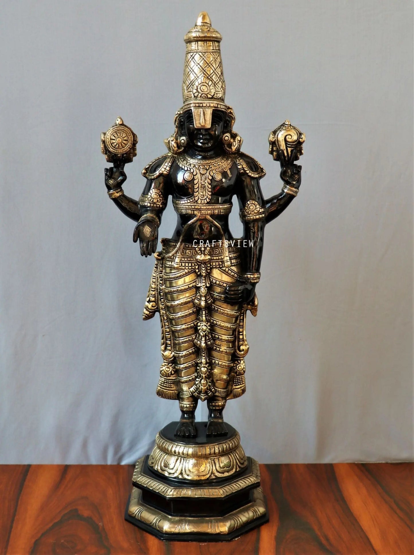 Brass Tirupati Balaji Venkateshwara Statue 33" craftsview