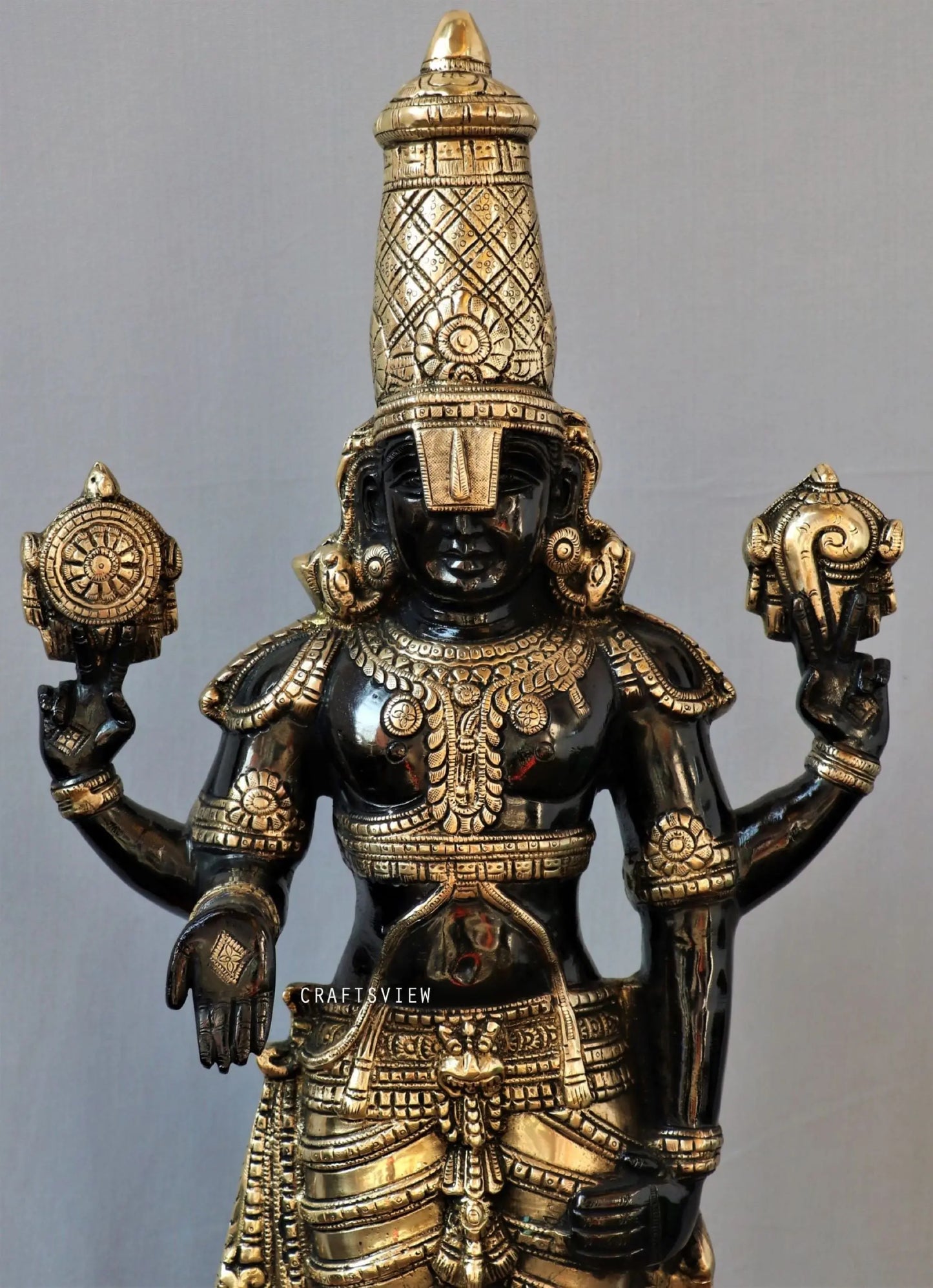 Brass Tirupati Balaji Venkateshwara Statue 33" craftsview