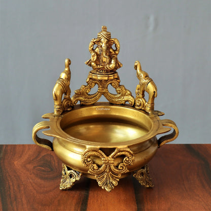 Brass Ganesh Urli Decor craftsview