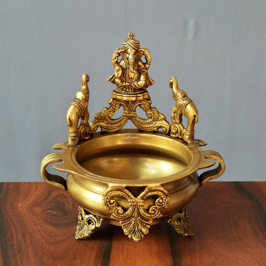 Brass Ganesh Urli Decor craftsview