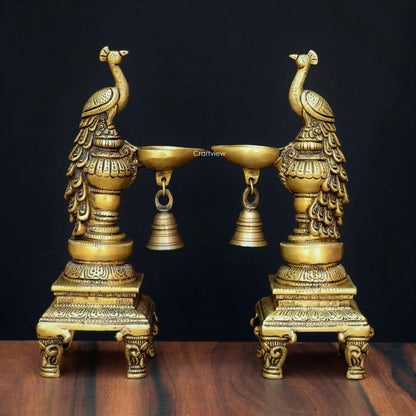 Brass Peacock  Oil Lamp Stand craftsview