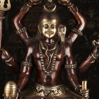 Brass Lord Shiva Sculpture 6 Hand Super Fine Handwork 30" craftsview