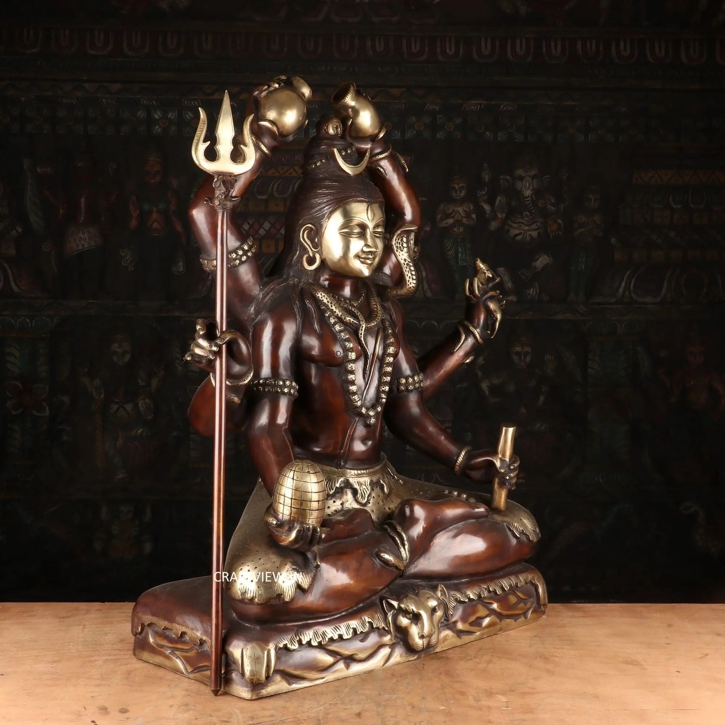 Brass Lord Shiva Sculpture 6 Hand Super Fine Handwork 30" craftsview