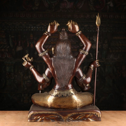 Brass Lord Shiva Sculpture 6 Hand Super Fine Handwork 30" craftsview