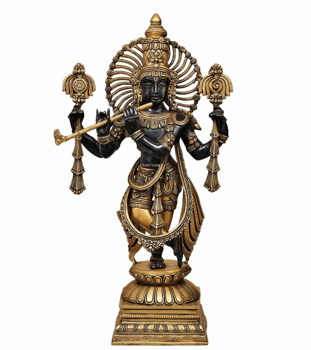 Brass Krishna Sculpture 24" craftsview